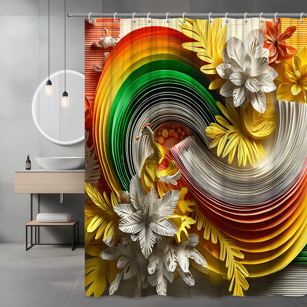 Rainbow Floral Shower Curtain Abstract Flower Print
