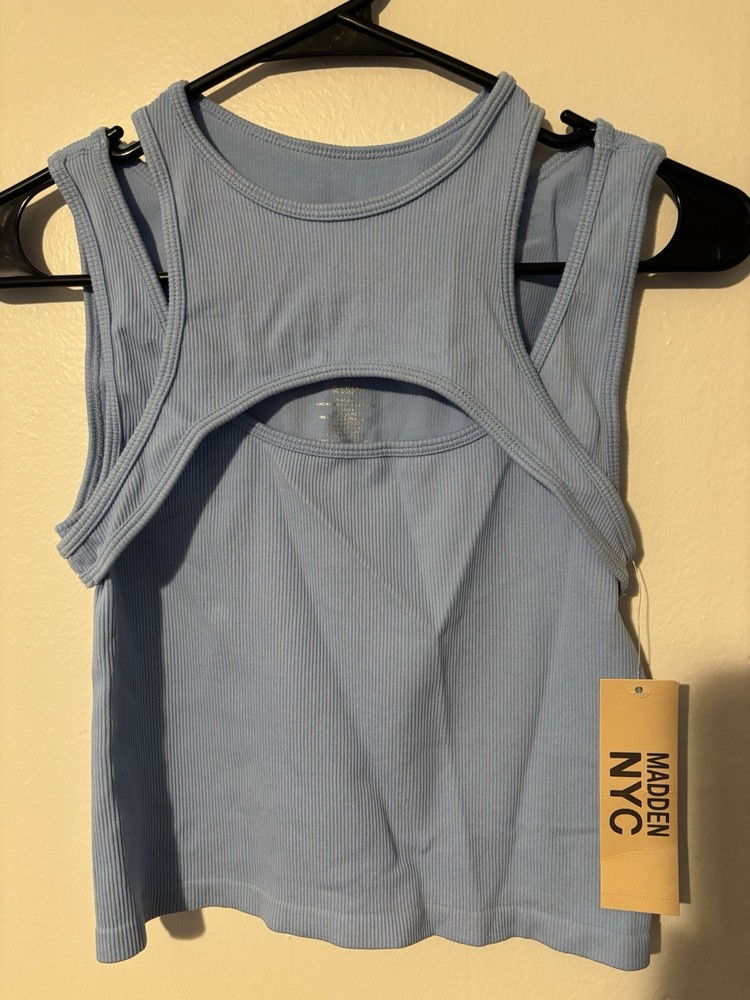 Women’s Active Wear Tank Top Blue Madden NYC Size Medium