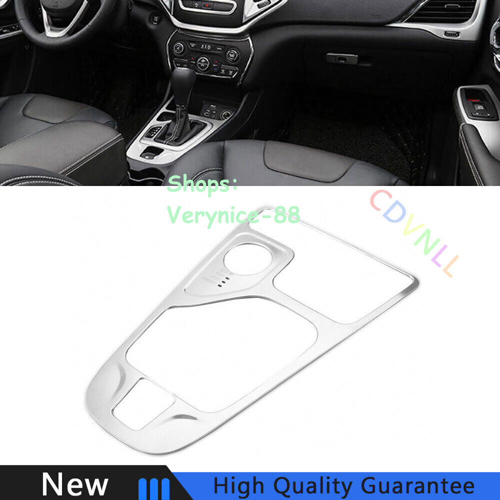 For Jeep Cherokee 2014-2018 Steel Silver Central Console Gear Shift Cover Trim