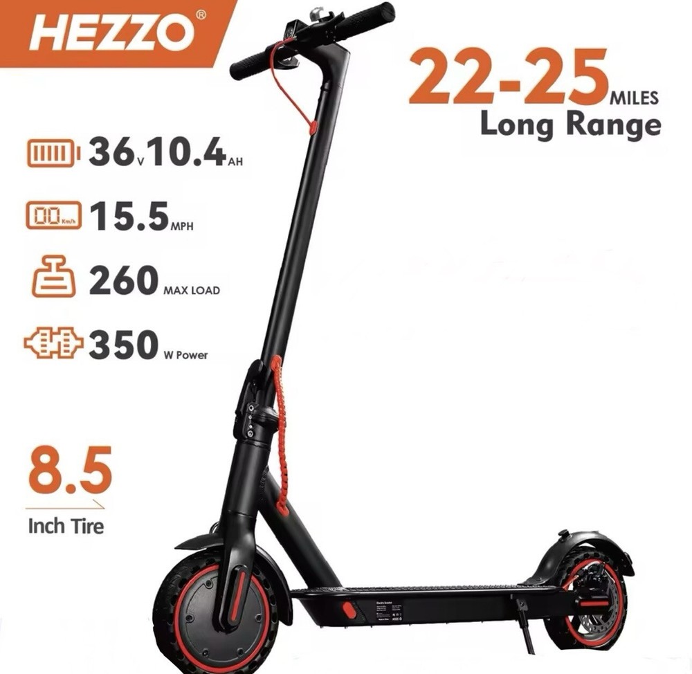 Hezzo 350W Folding Electric Scooter with 8.5 Inch Wheels and Smart App Control