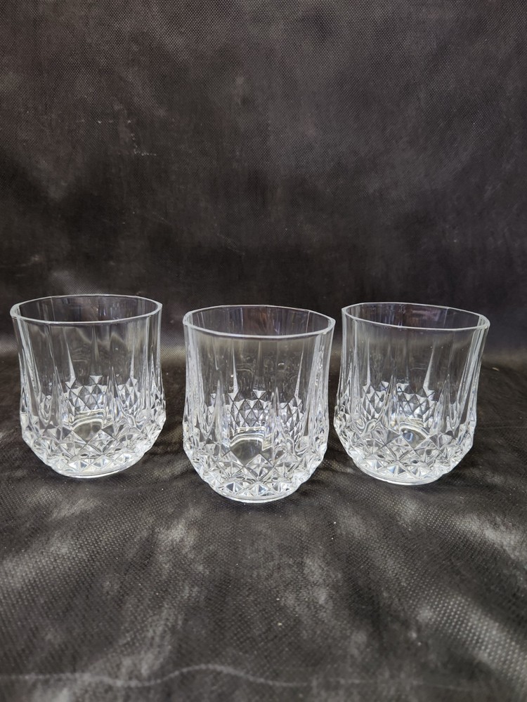 SET OF 3 Crystal d'Arques LONGCHAMP CLEAR Double Old Fashioned Glasses Rocks