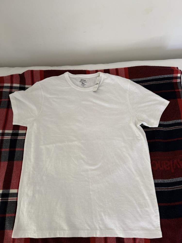 J Crew Mens Short Sleeve Crew Neck Cotton T Shirt White Large New