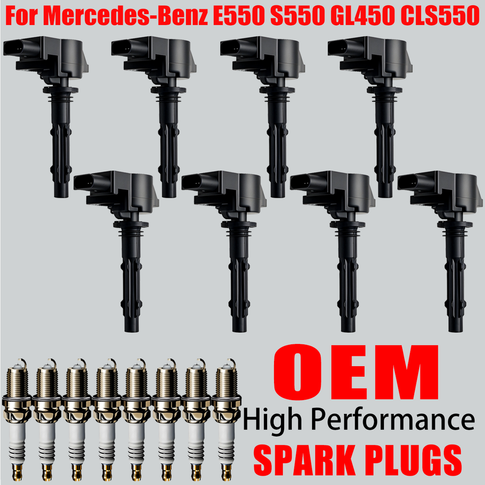 8X OEM Ignition Coil & 8X Iridium Spark Plug For Mercedes-Benz E550 S550 GL450