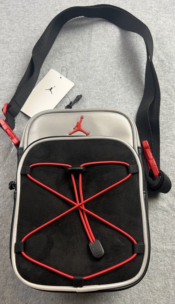 Jordan Festival Crossbody Bag 1L Black/Grey/Red Synthetic Leather MA0922-R69 NWT