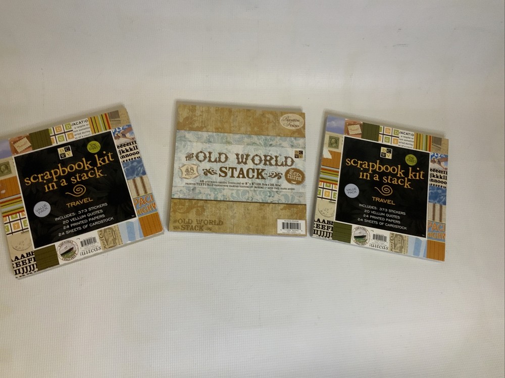 Vintage-inspired textured acid-free cardstock stack by DCWV with travel-themed designs  -image