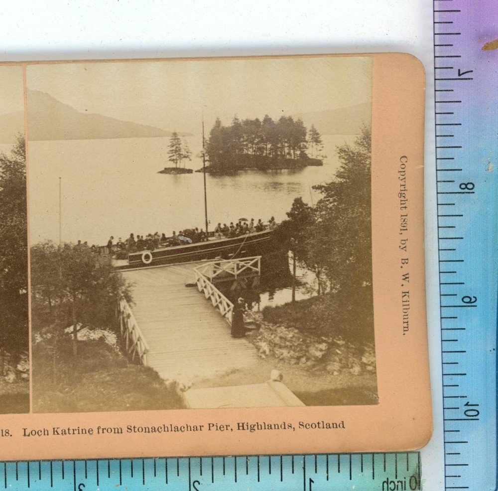 Loch Katrine from Stonachlacher Pier Highlands Scotland B.W. Kilburn Stereoview
