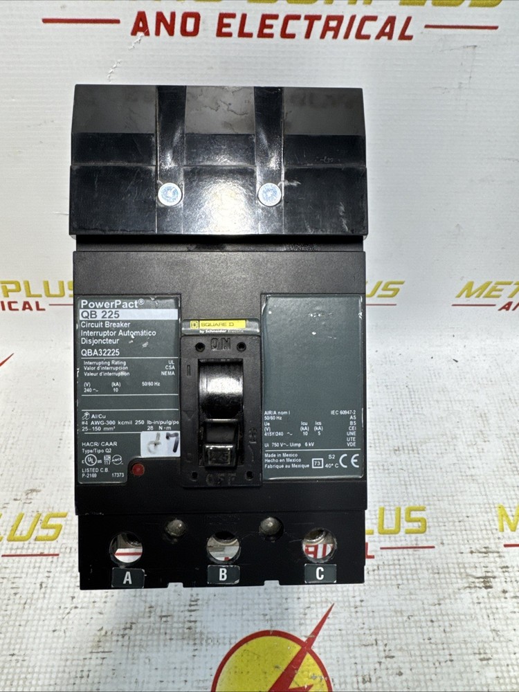 Square D PowerPact 225 Amp I-Line Circuit Breaker 3 Pole 240 VAC 10kA QBA32225