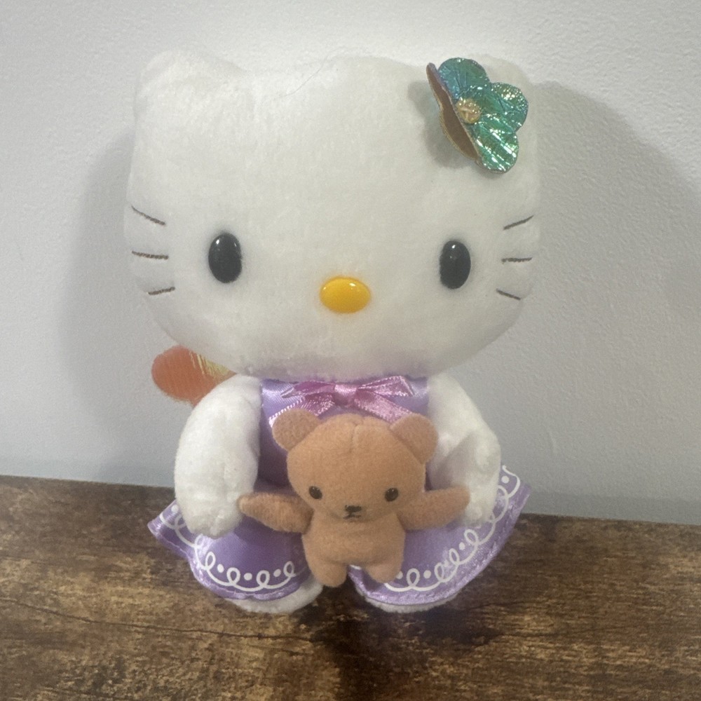 Sanrio Nakajima Hello Kitty Plush 2003 with Teddy Bear and Angel Wings 7