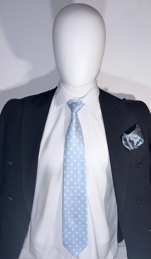 Stafford Essential Men’s Tie Blue White Square Pattern Classic Formal Necktie Ne
