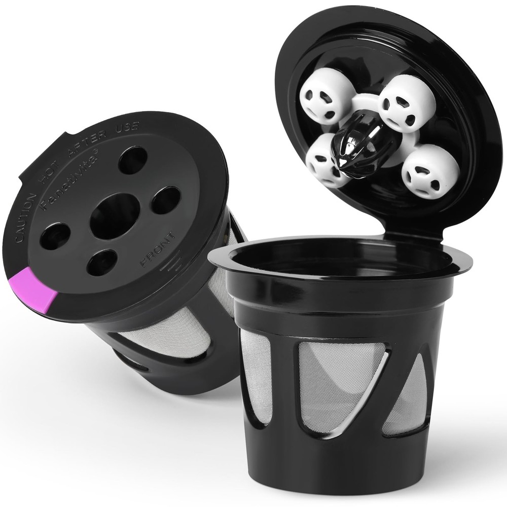 Reusable K Cups for Keurig, 2-Pack K CUP Filters with 5 Holes, Black - 2 Pack