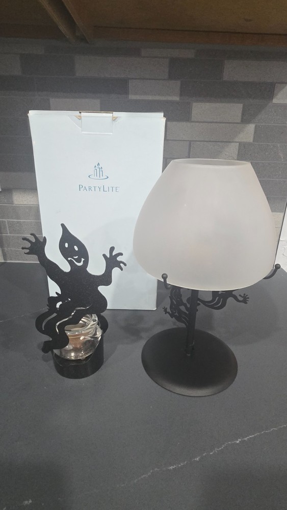 Partylite Halloween Shadow Dancers Ghost tea light Lamp & Ghost dancer Cauldron