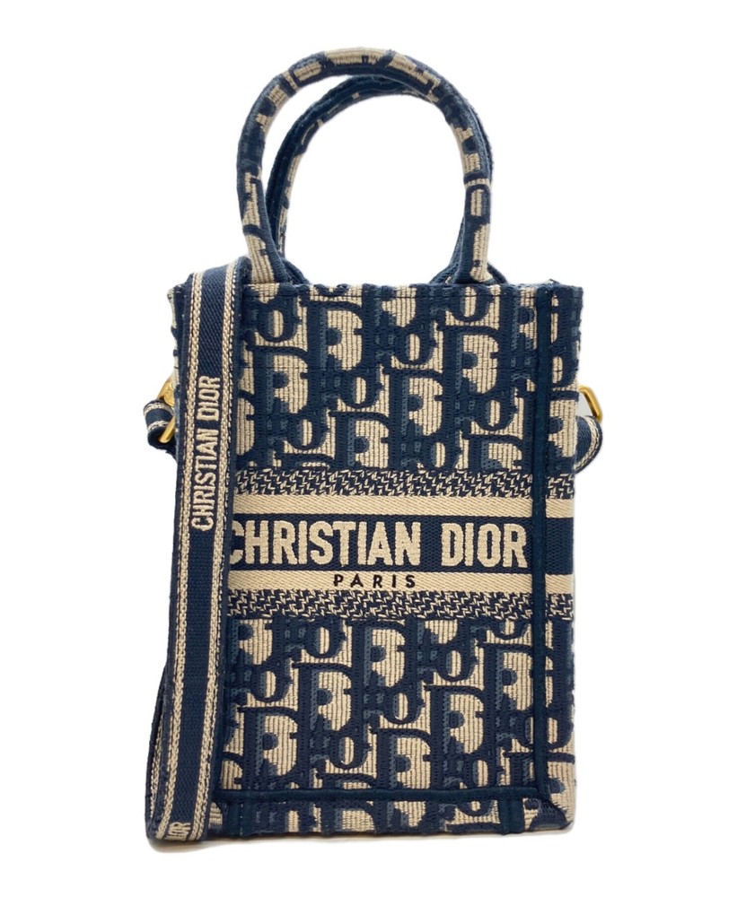 Christian Dior Mini Book Tote Phone Bag in Oblique Embroidery