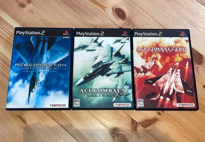 Lot 3 Ace Combat 4 5 0 zero set PS2 PlayStation 2 Namco Tested Japanese Version-image