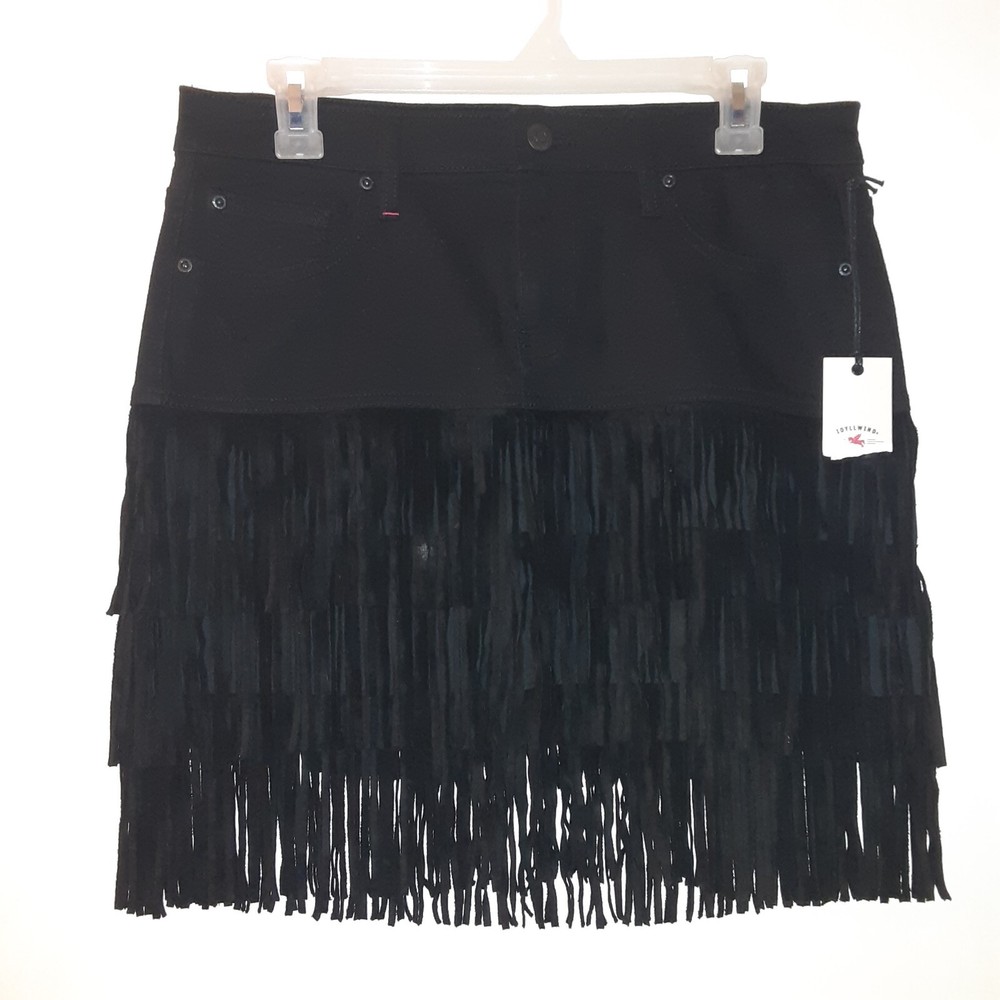 Idyllwind Jean Mini Skirt Fringe Black Sz Medium See Pictures And Description