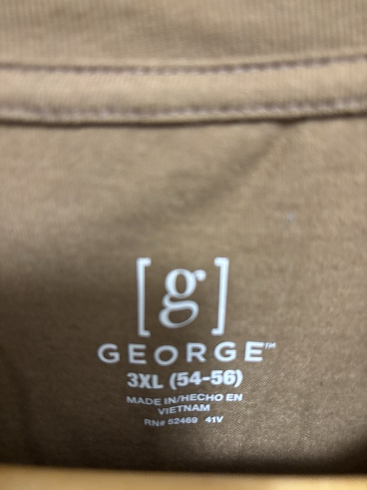 George Men's 3XL Brown Cotton Crew Neck Short Sleeve T-Shirt