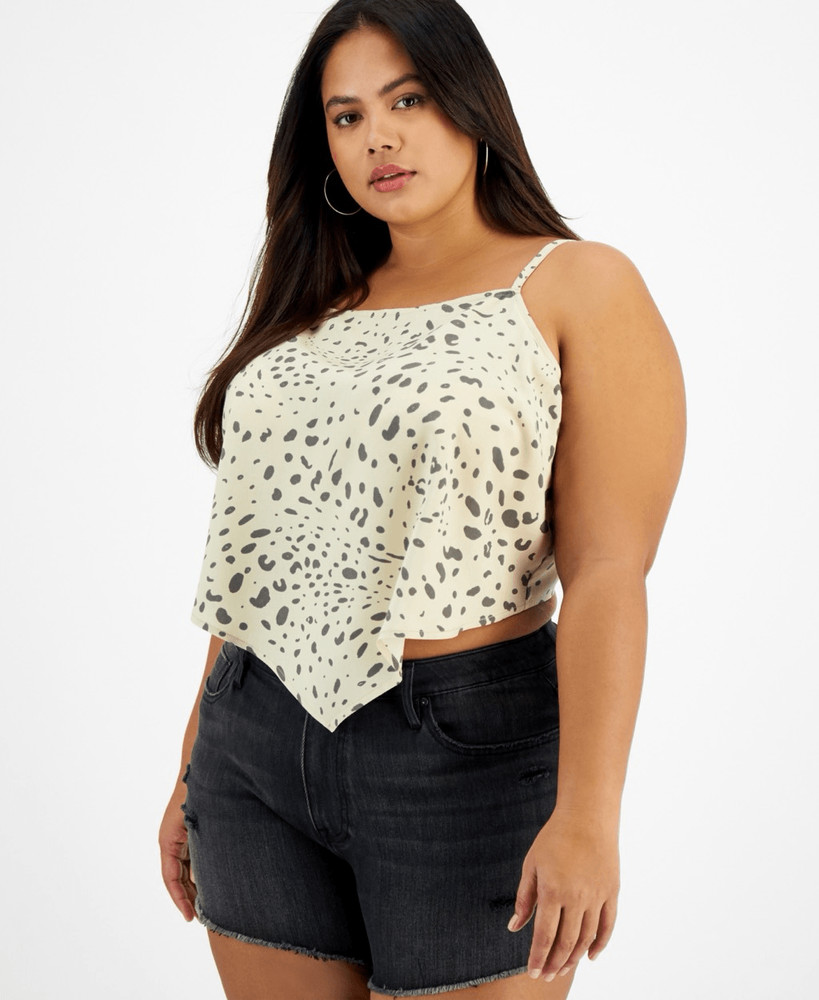 Grayson Threads Black Trendy Plus Size Printed Bandana Top Size 2X
