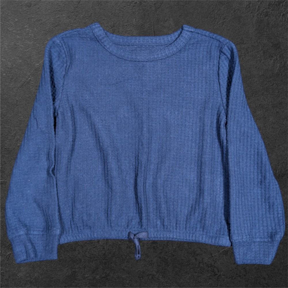Epic Threads Knit Top Girls 4T Navy Sea Blue Decorative Bow Soft
