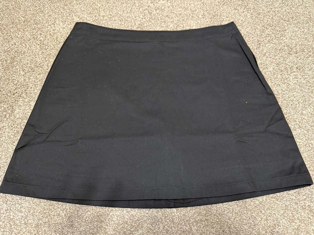 Lands’ End Skort Womens 14 Black Zip Front Stretch Casual Classic