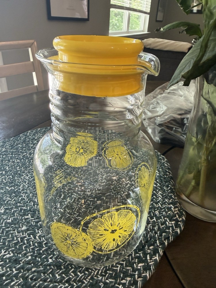 Vintage Pyrex 3515 Lemon Slice Citrus 1.5L 1½ Qt Glass Carafe Pitcher Lid