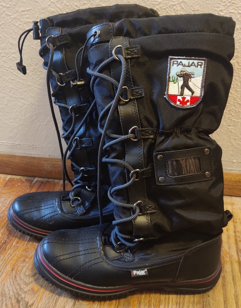 PAJAR Women's Black Tall Grip Faux Sherpa Lined WARM Snow Boots Size US 7-7.5