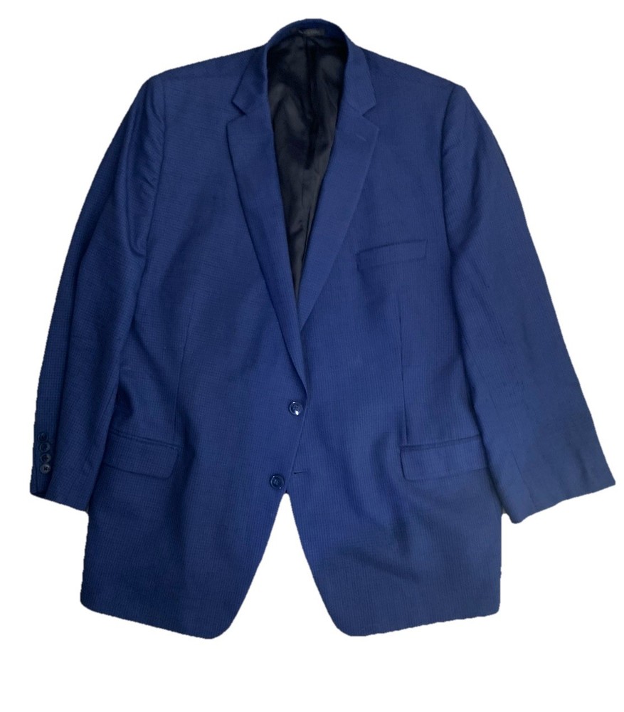 Calvin Klein Blazer Men’s 46R Blue Check Wool Sport Coat READ
