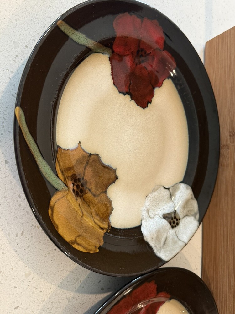 Pfaltzgraff Painted Poppies 11.25 inch Dinner plate Set Of 2