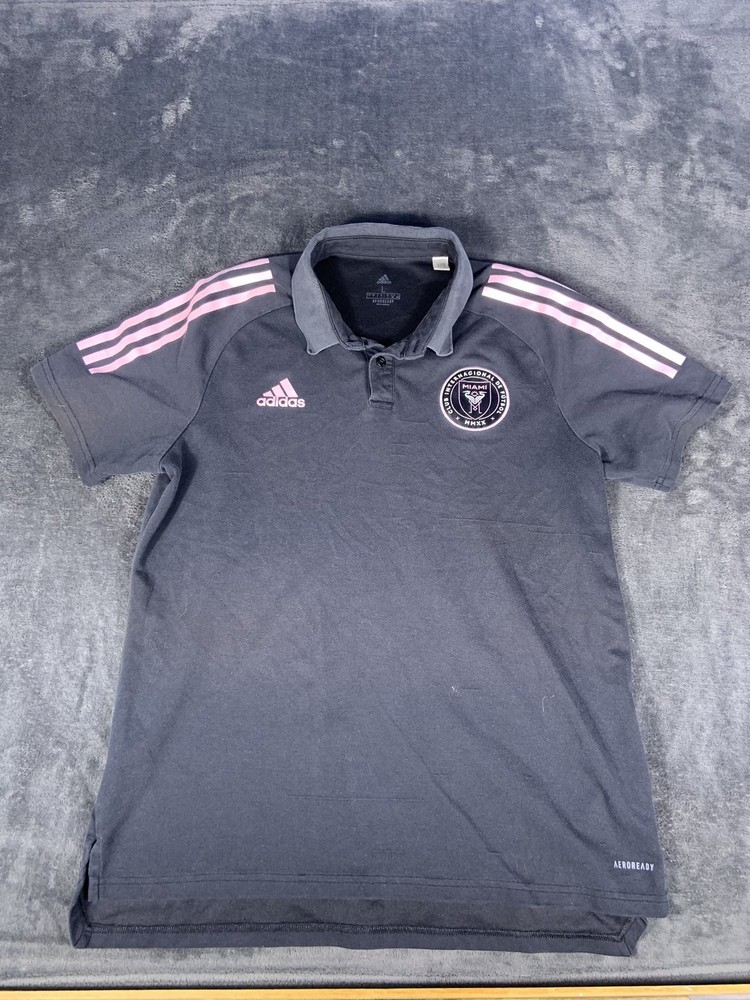 Adidas Inter Miami CF Aeroready Polo Shirt Mens Large Black Soccer FI0230 MLS