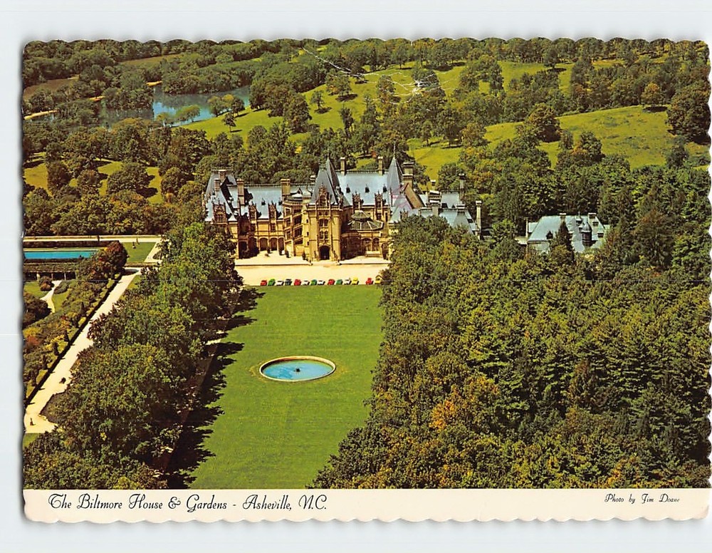 Postcard Aerial View Biltmore House & Gardens Asheville North Carolina USA