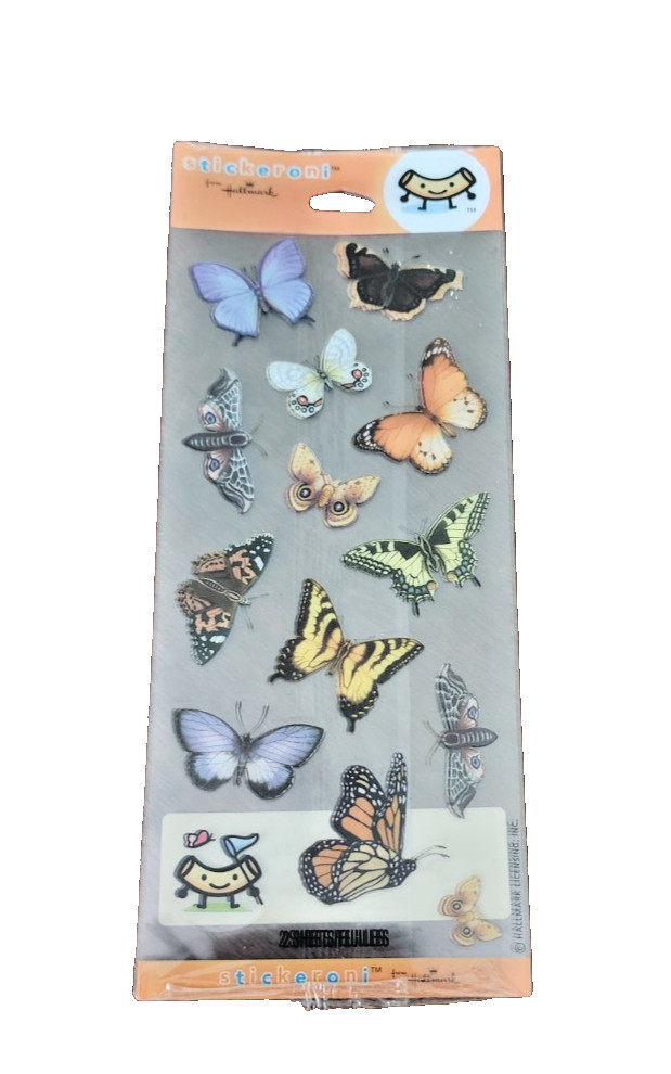 Sealed Vintage Hallmark Stickeroni Stickers - Butterflies - 2 sheets