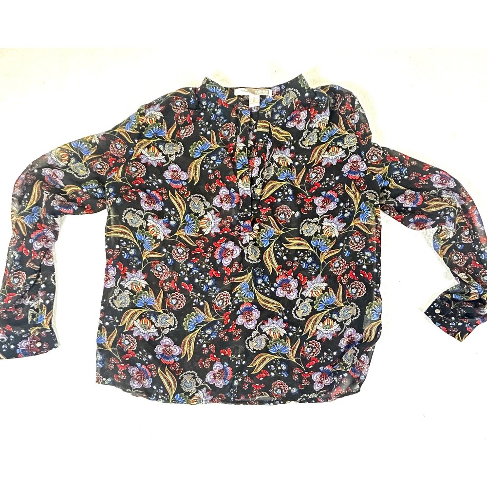 Forever 21 Contemporary XS Floral Sheer Long Sleeve Blouse Top Shirt