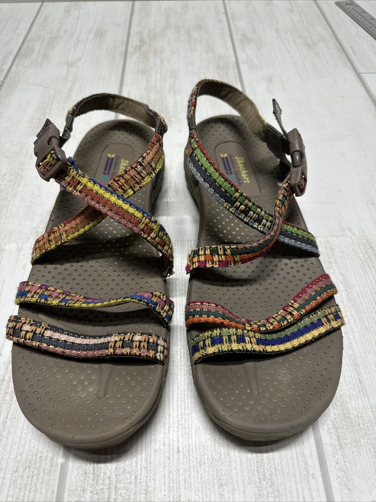Skechers Reggae Sew Me Rainbow Strappy Sandals Size 10 Women's Shoes