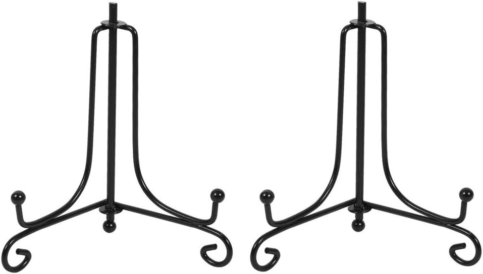 (2 Pack) Black 4 Inch Iron Display Stand with Easel Plate