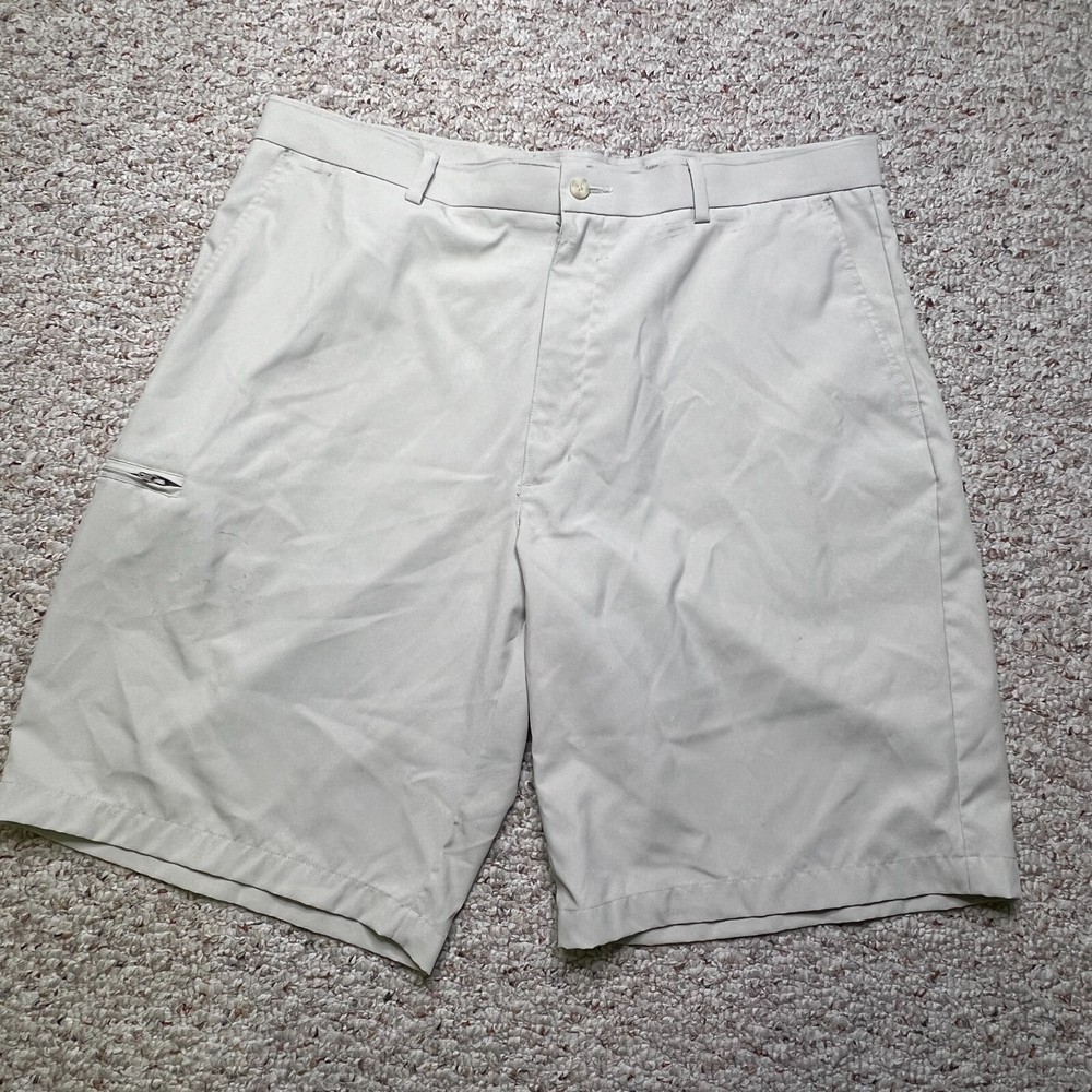 Grand Slam Shorts Mens 38 Chino Flat Front Polyester tan Casual 38x9