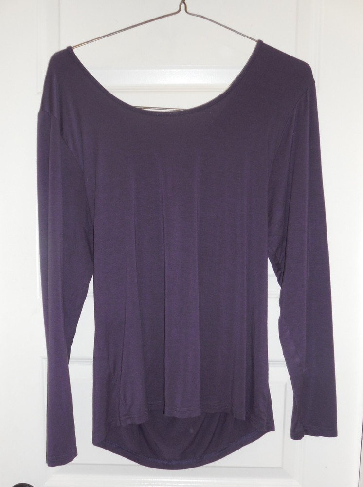 EUC Newport News Cross Open Back L/S Top - 1X - Purple