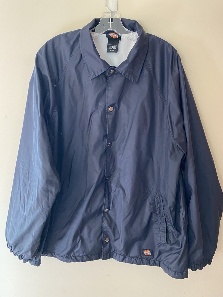 Dickies Windbreaker Men’s Size Large Navy Blue Snap Front Coach Jacket Nylon