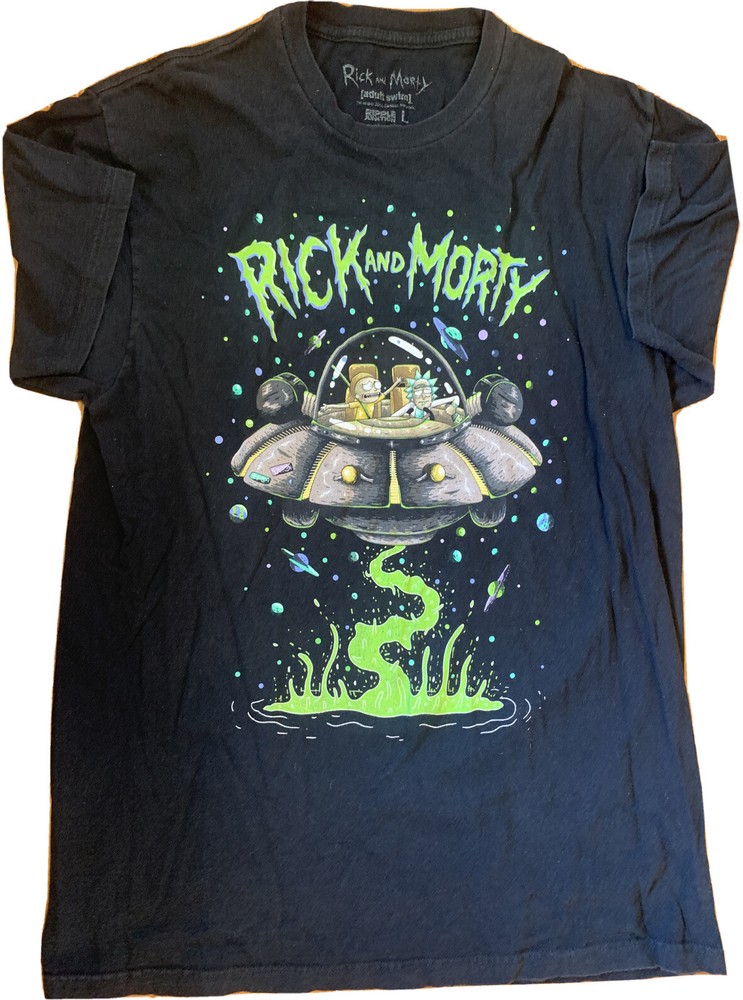 Rick and Morty T-Shirt Adult Size Large Short Sleeve Black
