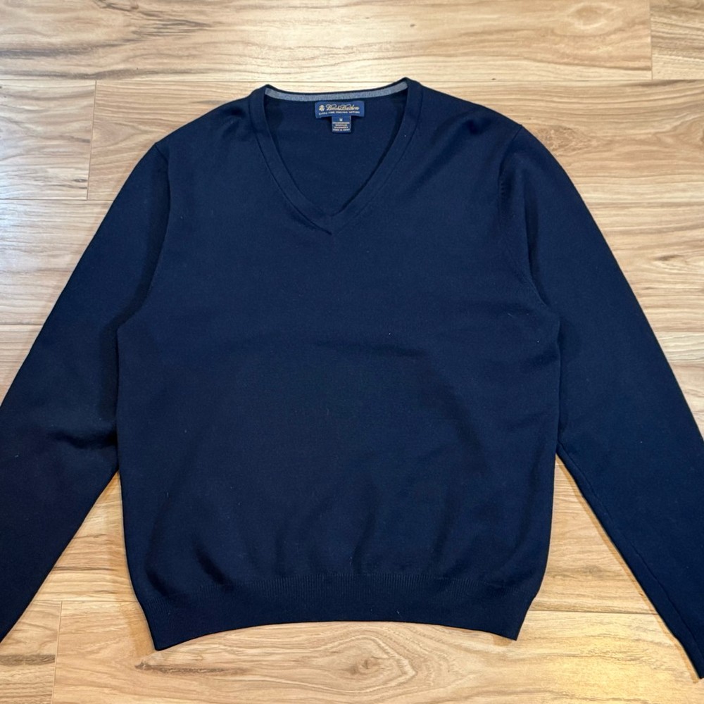 Brooks Brothers Men’s M Merino V-Neck Sweater Navy