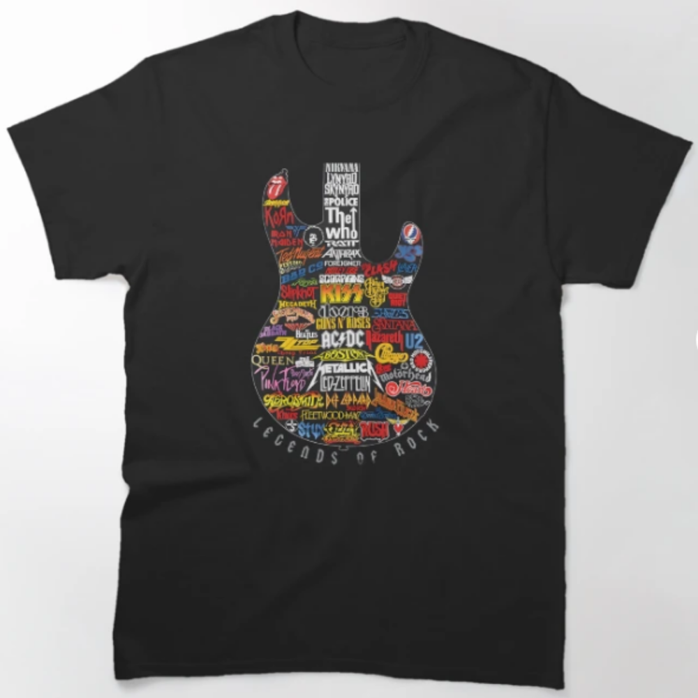 NEW HOT Legends Of Rock Guitar Vintage Classic Graphic T-Shirt Adult Unisex