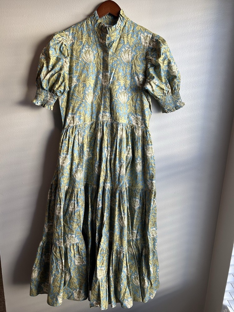 Hyacinth House Tuckernuck Blue Green Leafy Floral Bennett Maxi Dress