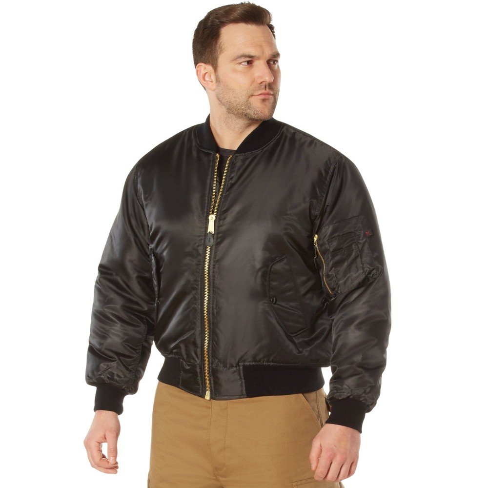 Rothco MA-1 Flight Jacket - Mens, Black, Small, 7324-Black-S