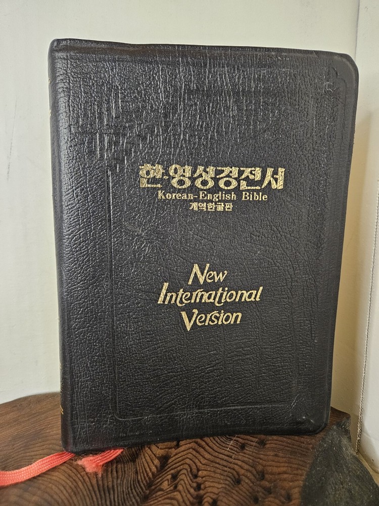 Korean NIV English Bible in Vintage Leather - Excellent Condition
