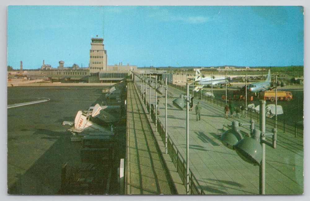 Cleveland Hopkins Airport TWA Jet Plane Plastichrome Postcard Ohio