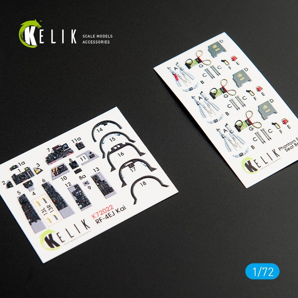 KeliK RF-4EJ Cockpit 3D Interior Decals for Fine Molds Kit 1/72 K72022