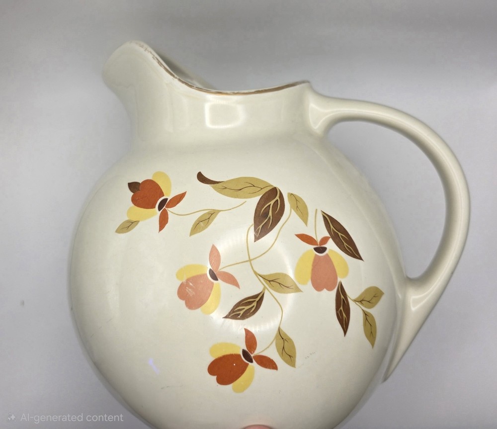 1950s Vintage Hall’s Superior Jewel Tea Autumn Leaf  Ball  Pitcher 7.5”