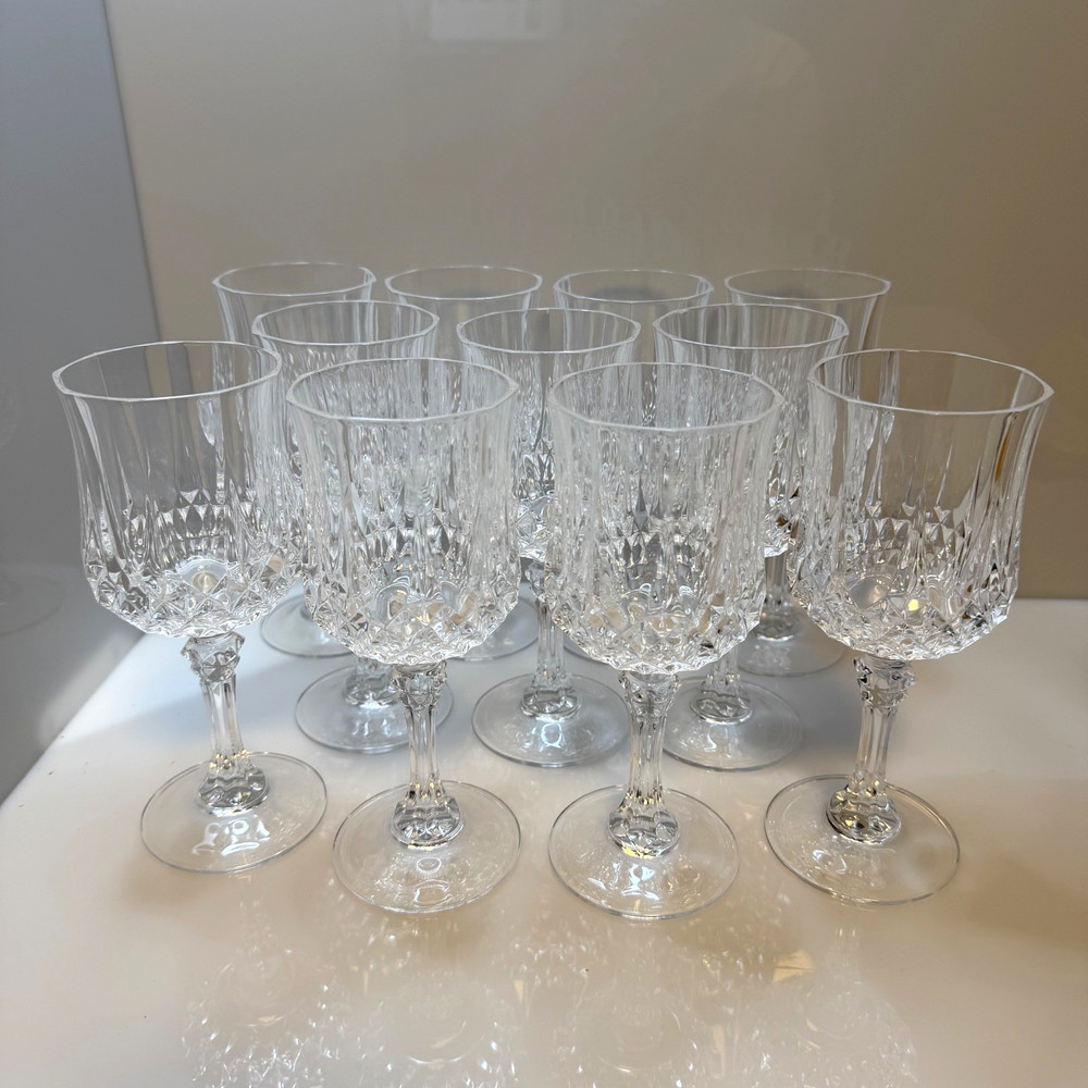 Set of 11 Cristal D'arques Durand Longchamp Wine / Water Goblet Glasses - EUC