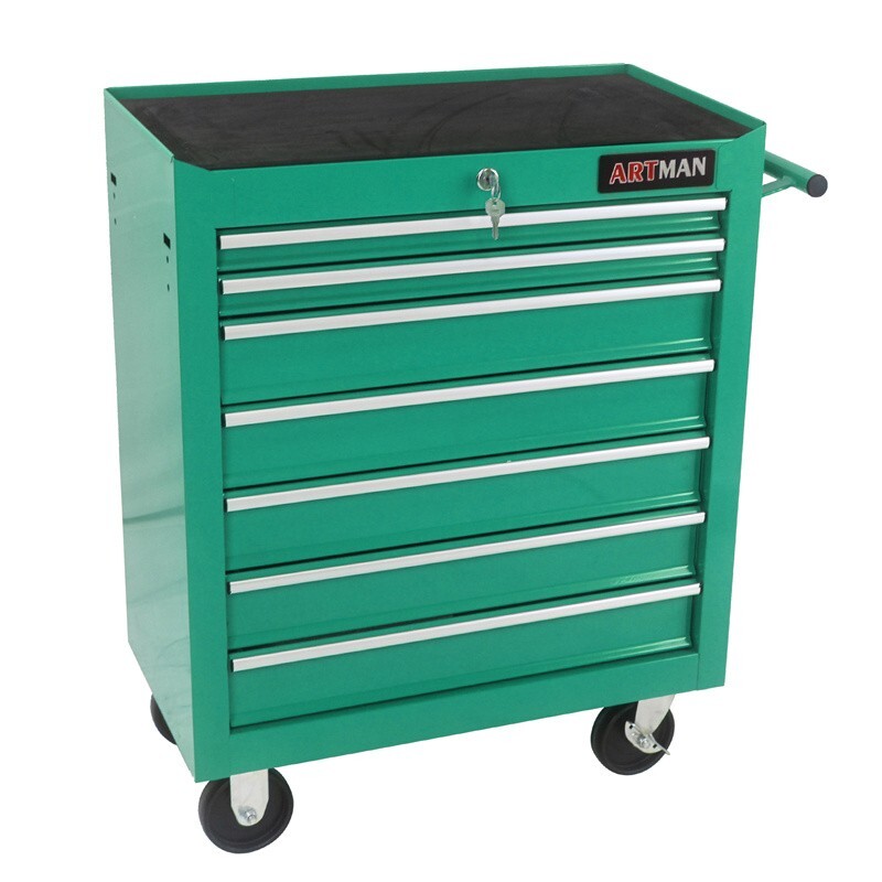 7 Drawers Tool Cart Workshop Rolling Tool Chest Storage Cabinet w/Lock & Key