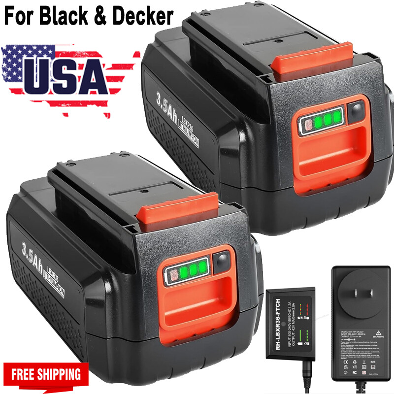 40V Black & Decker Max Lithium Ion Battery & Charger Compatible with LBXR36 LBX2040  
