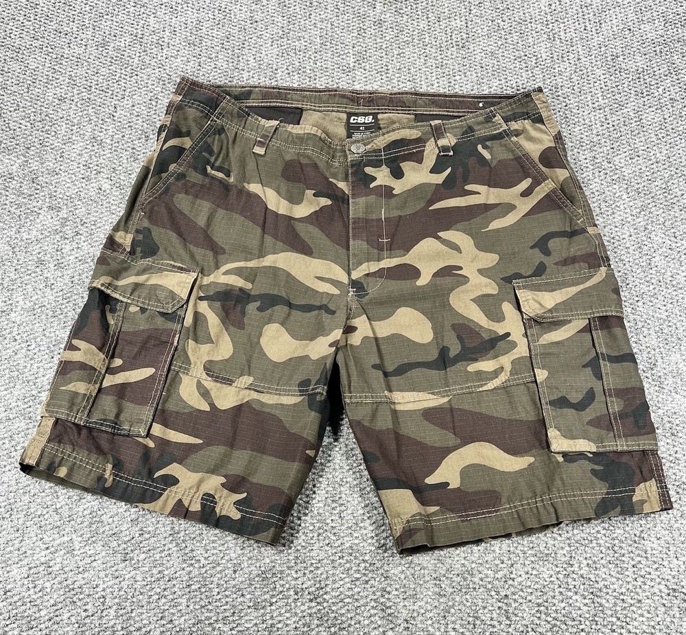 CSG Cargo Shorts Men 42 Green Camo Champs  Army Military Utility Ripstop Y2K