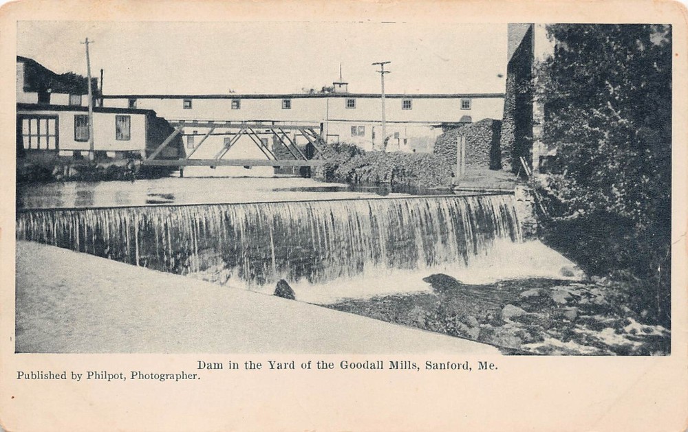 Sanford ME Maine Goodall Mills Mousam River Mohair Fabrics Vtg Postcard C44