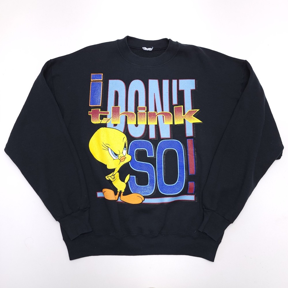 Vintage Looney Tunes Tweety Bird Sweatshirt Crewneck Women's XL Black 90's